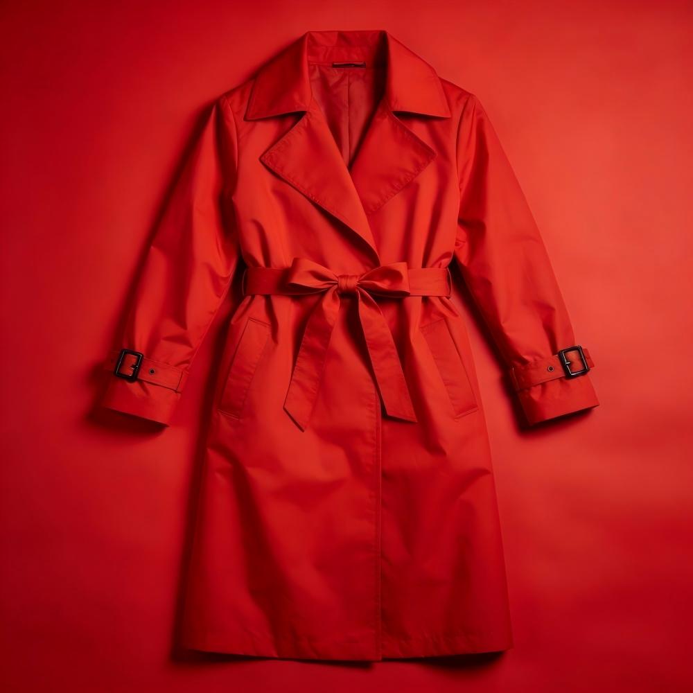 A red trench coat: a powerful and stylish autumn/winter outfit.